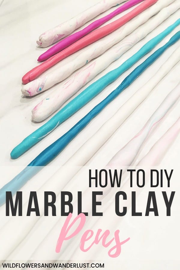 Easy to make Marble Clay Pens for a fun afternoon project | WildflowersAndWanderlust.com