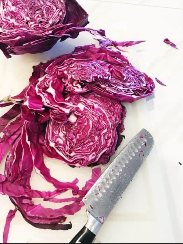 Chopping Cabbage with a knife