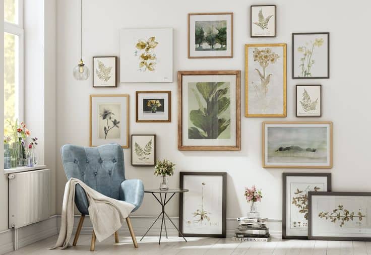 A great gallery wall display by Birch Lane featured on WildflowersAndWanderlust.com