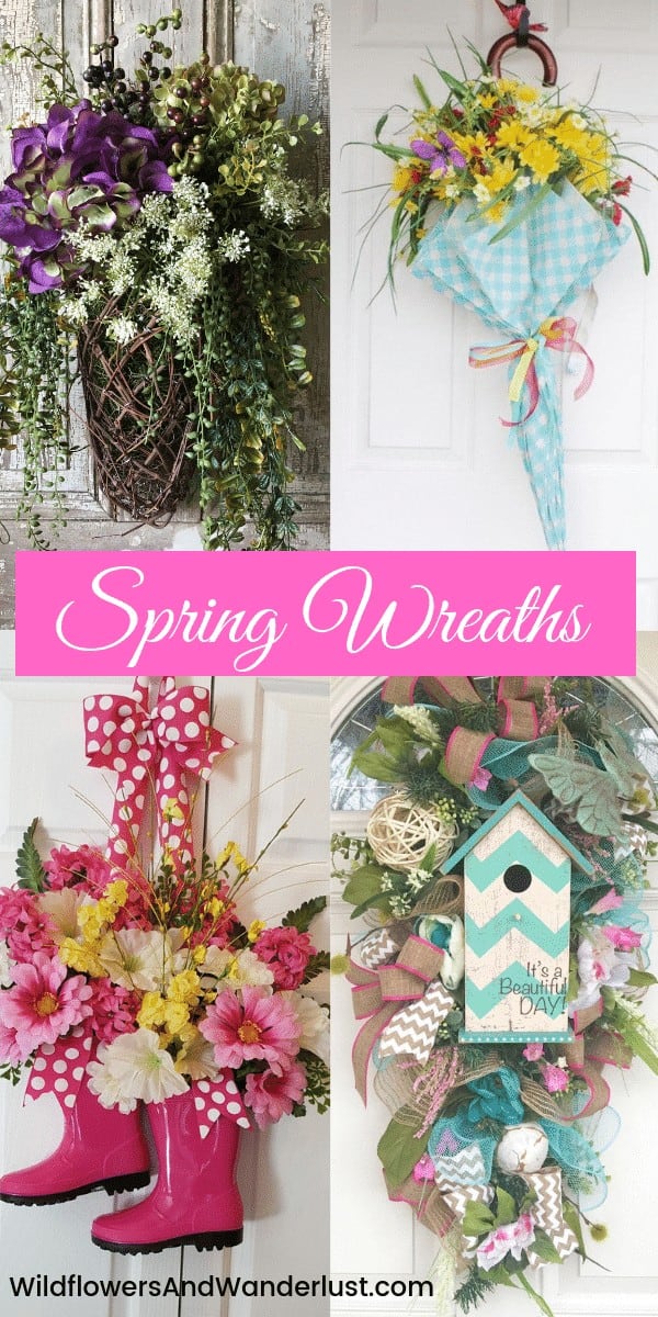 Spring Wreaths for Front Door Decor | WildflowersAndWanderlust.com