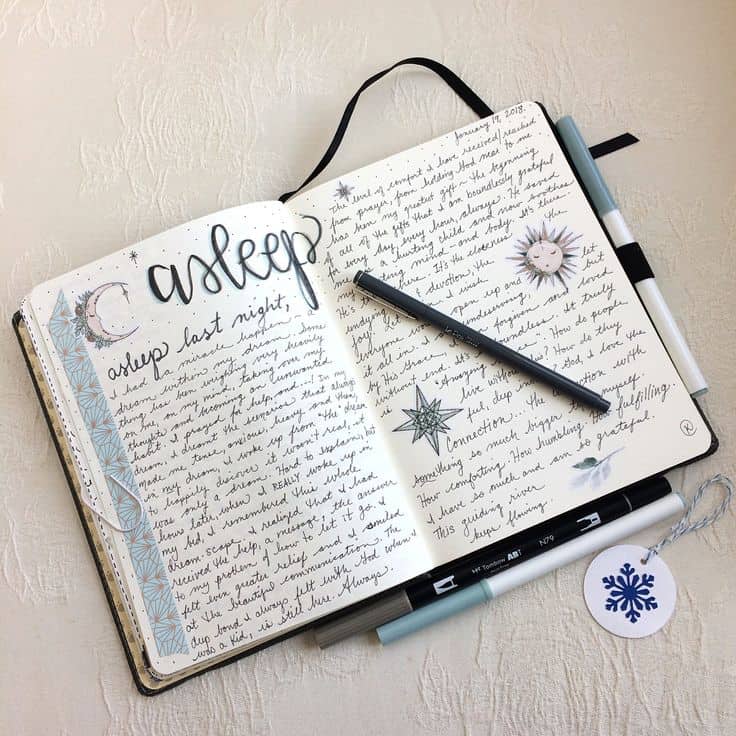 Asleep and Dreaming - Dream log for bullet journal by @kathrynzbrzezny featured on WildflowersAndWanderlust.com