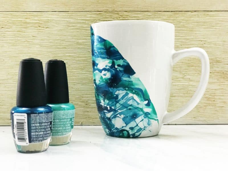 Two Shades of Blue DIY Nail Polish Marble Mug | WildflowersAndWanderlust.com