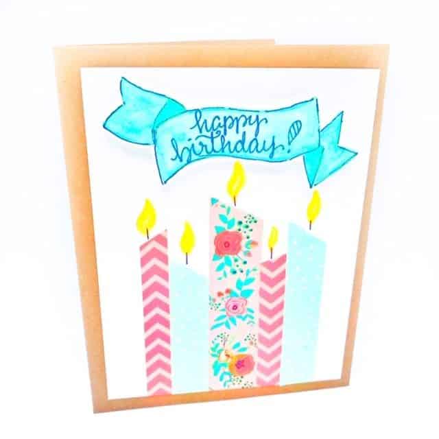 A Washi tape birthday card by @thepaintedpearl featured on WildflowersAndWanderlust.com