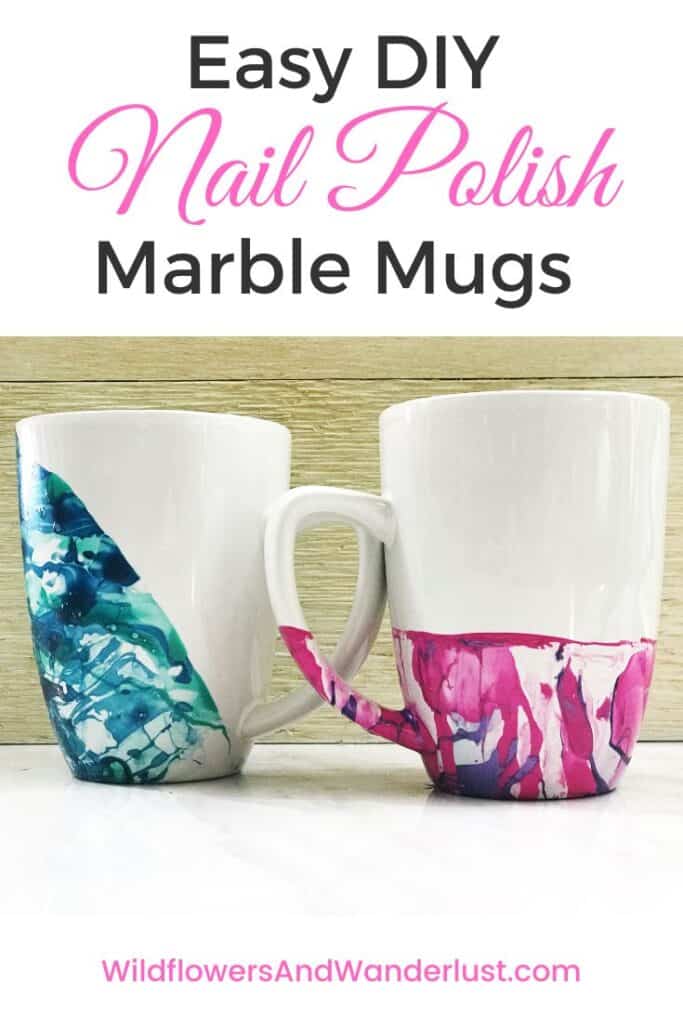 How to Make DIY Nail Polish Marble Mugs. This is an easy and inexpensive project WildflowersAndWanderlust.com