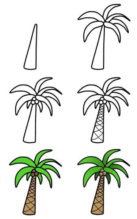 How to Draw a Palm Tree Doodle in 6 easy steps by How to Draw Funny Cartoons featured on WildflowersAndWanderlust.com