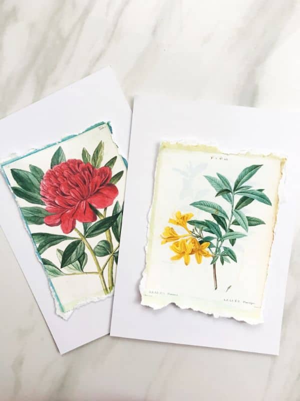 Make these beautiful torn paper greeting cards with our free printable | WildflowersAndWanderlust.com