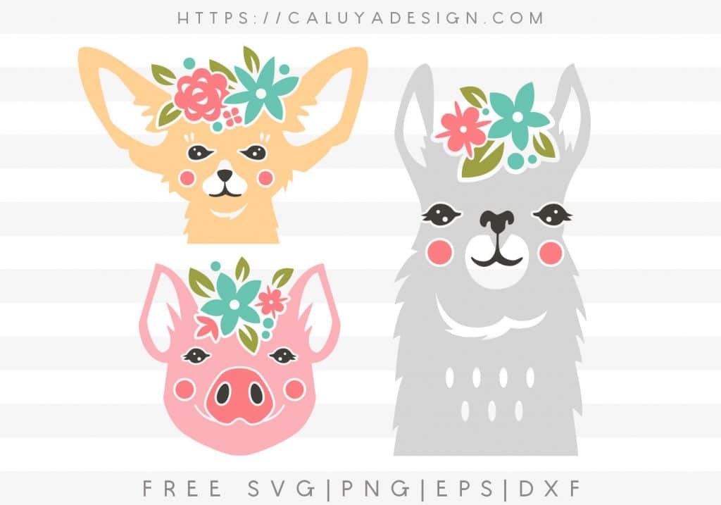 Floral Crown Animals Free SVG Download by Caluya Design featured on WildflowersAndWanderlust.com