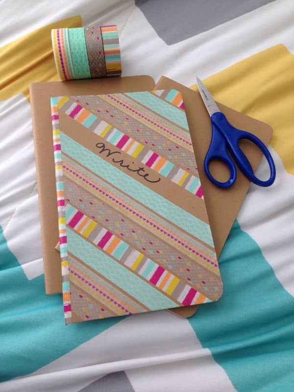 It only takes a few minutes to decorate a notebook with washi tape and give it a whole new look | WildflowersAndWanderlust.com