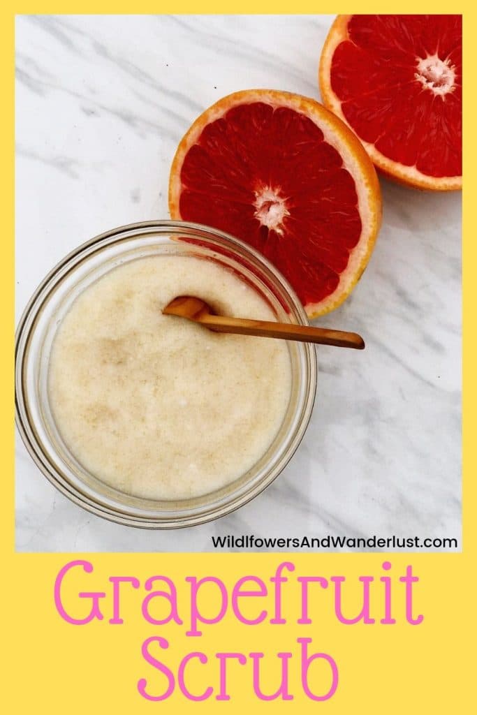 Grapefruit Sugar Scrub is a great skin smoothing shower essential | WildflowersAndWanderlust.com
