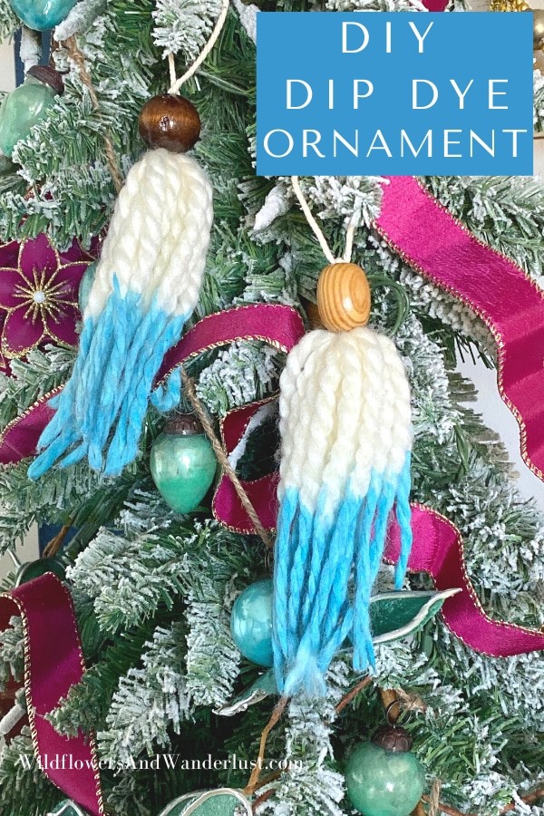 Follow our easy tutorial to make your own DIY Dip Dye Tassel Ornaments this year. WildflowersAndWanderlust.com