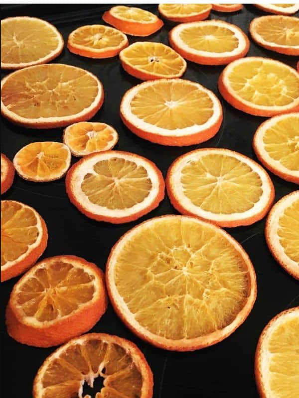 The oranges shrink up a little when they're dry and also darken in color