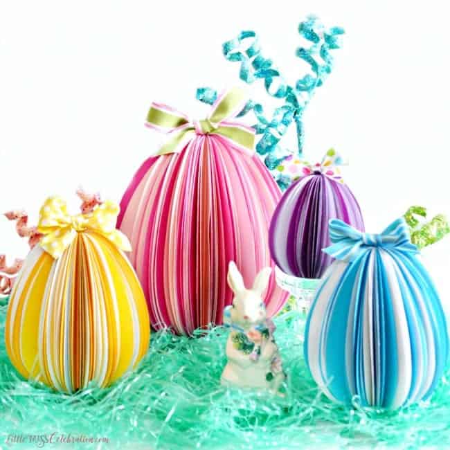 Folded Paper Eggs  - these are an easy Easter craft to make by Little Miss Celebration