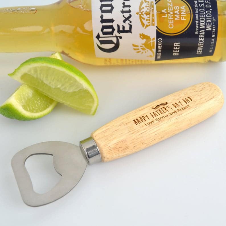 A bottle opener is a great personalized gift for Father's Day.  WildflowersAndWanderlust.com