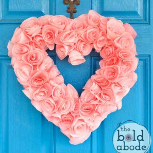 Valentine Day Wreath Made with Coffee Filters by the Bold Abode