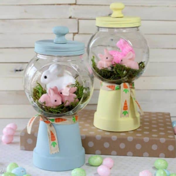 Cute Easter Bunny Gumball Machine Spring Craft by Average Inspired