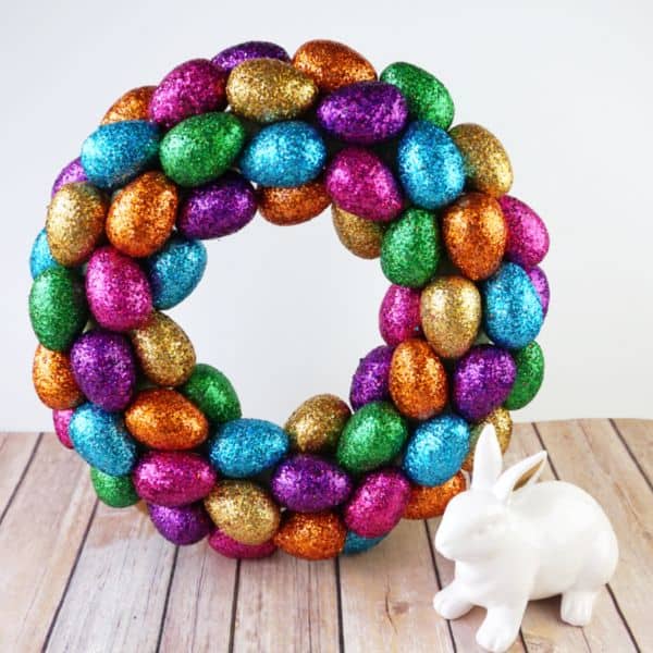 A Glitter Easter egg wreath by Artsy Fartsy Mama