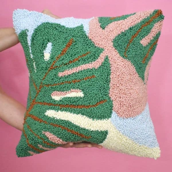 Monstera Leaf Punch Needle Pillow Project by Dream a Little Bigger
