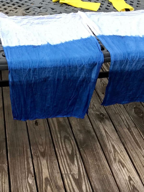 We used an indigo dye kit to dip dye these dish towels | WildflowersAndWanderlust.com