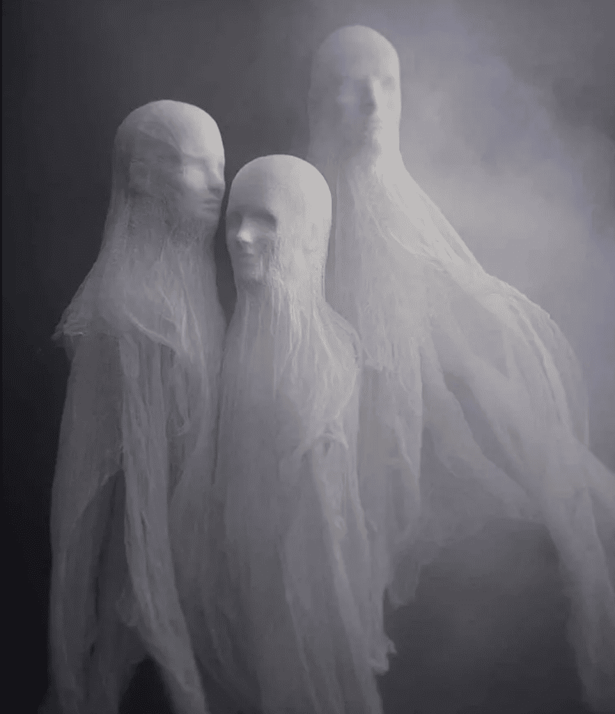Spirits made out of cheesecloth for spooky decor by Martha Stewart